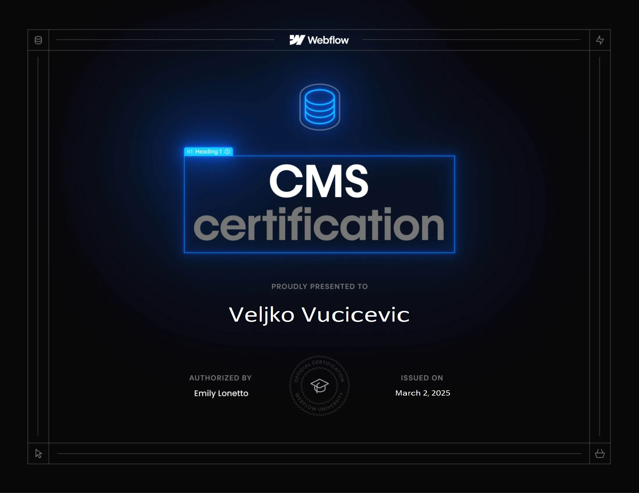 Wbflow certificate cms lvl 1